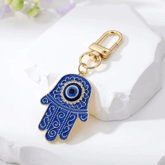 Hamsa Hand Keychain - Blue‎ - Picture 1 of 3